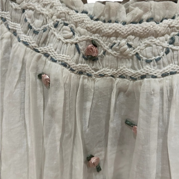 FREE PEOPLE Atlas Rose Tunic in Optic White Sheer Embroidered S - Picture 4 of 8